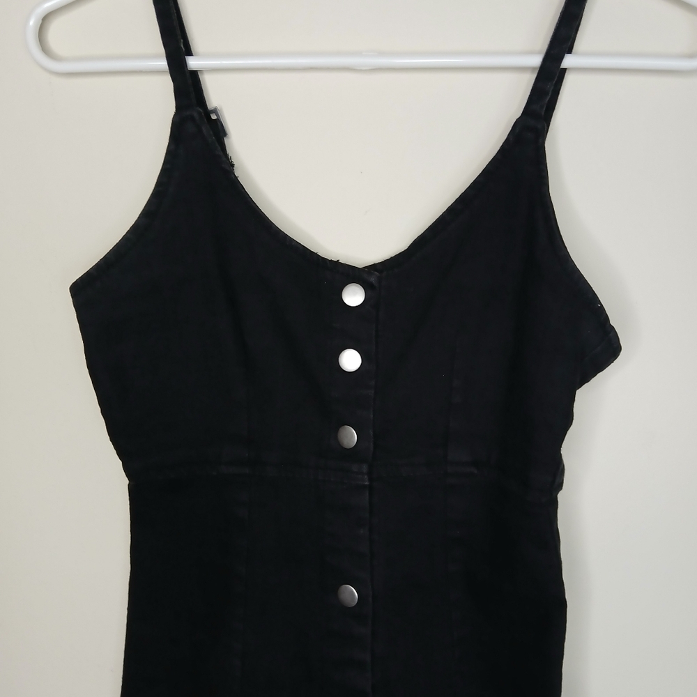 Highway Jeans Black Denim Front Snap Mini Dress - Picture 2 of 6